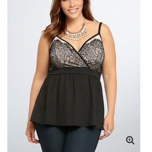 Torrid black lace surplice babydoll top